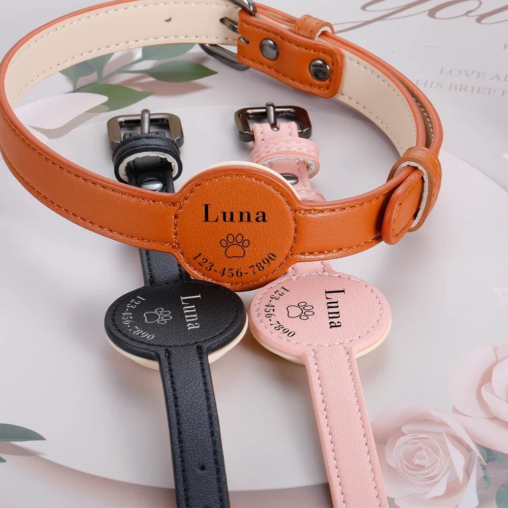 HUNDEHALSBAND MIT AIRTAGHALTER UND PERSONALISIERTEM NAMENSSCHILD - eddy shop